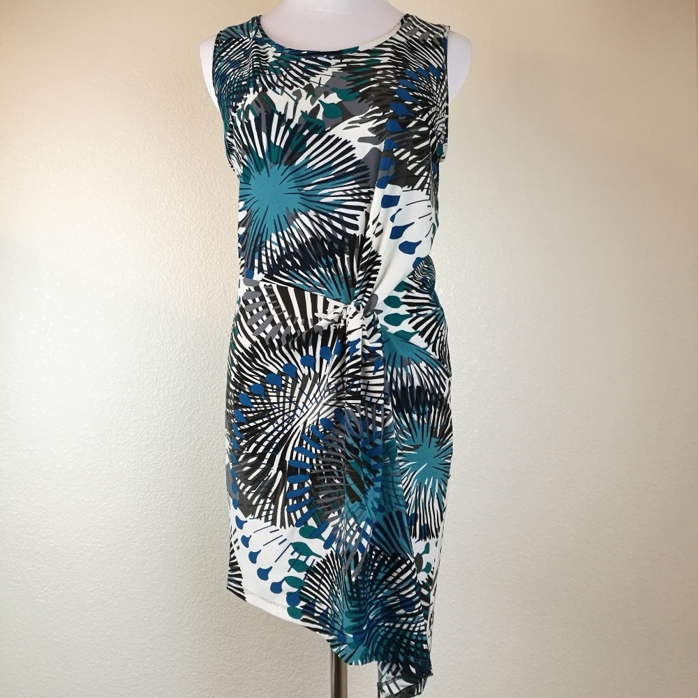 BCBG Maxazria Blue Wrap Flowy Summer Dress Medium